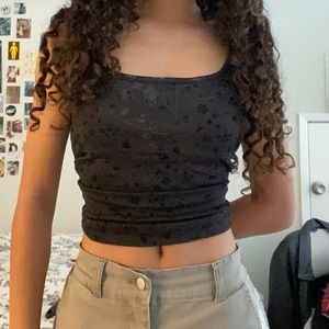 black floral velvet tank top / cami